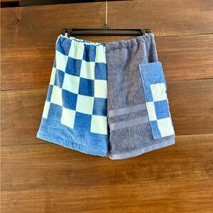 Blue Checkered Towel Shorts